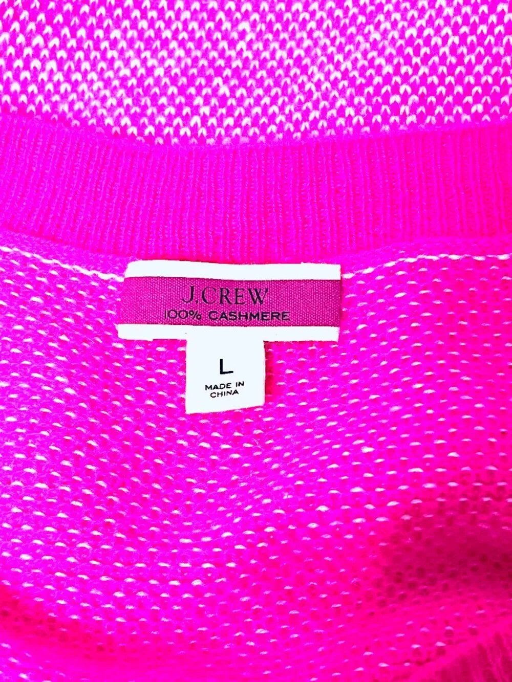 J. Crew 100% Cashmere Limited Edition Pink Birds Eye Stitch Sweater Women's L